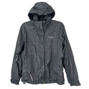 Columbia Grey Plaid Lightweight Rain Jacket Windbreaker Cinch Women's Medium